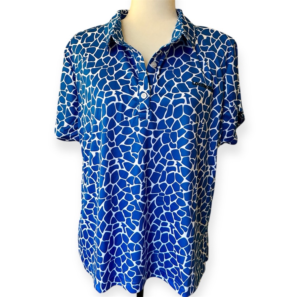 Loudmouth Women’s Golf Polo ** Size XXL ** Blue Giraffe Print ** Like New **